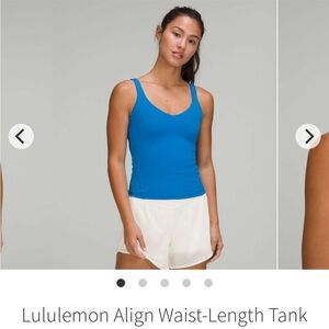 Lululemon Align Waist Length Tank Top Poolside Blue Size 4